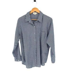 Vintage Blue Gingham Button‎ Down Women’s Long Sleeve Shirt Size Large